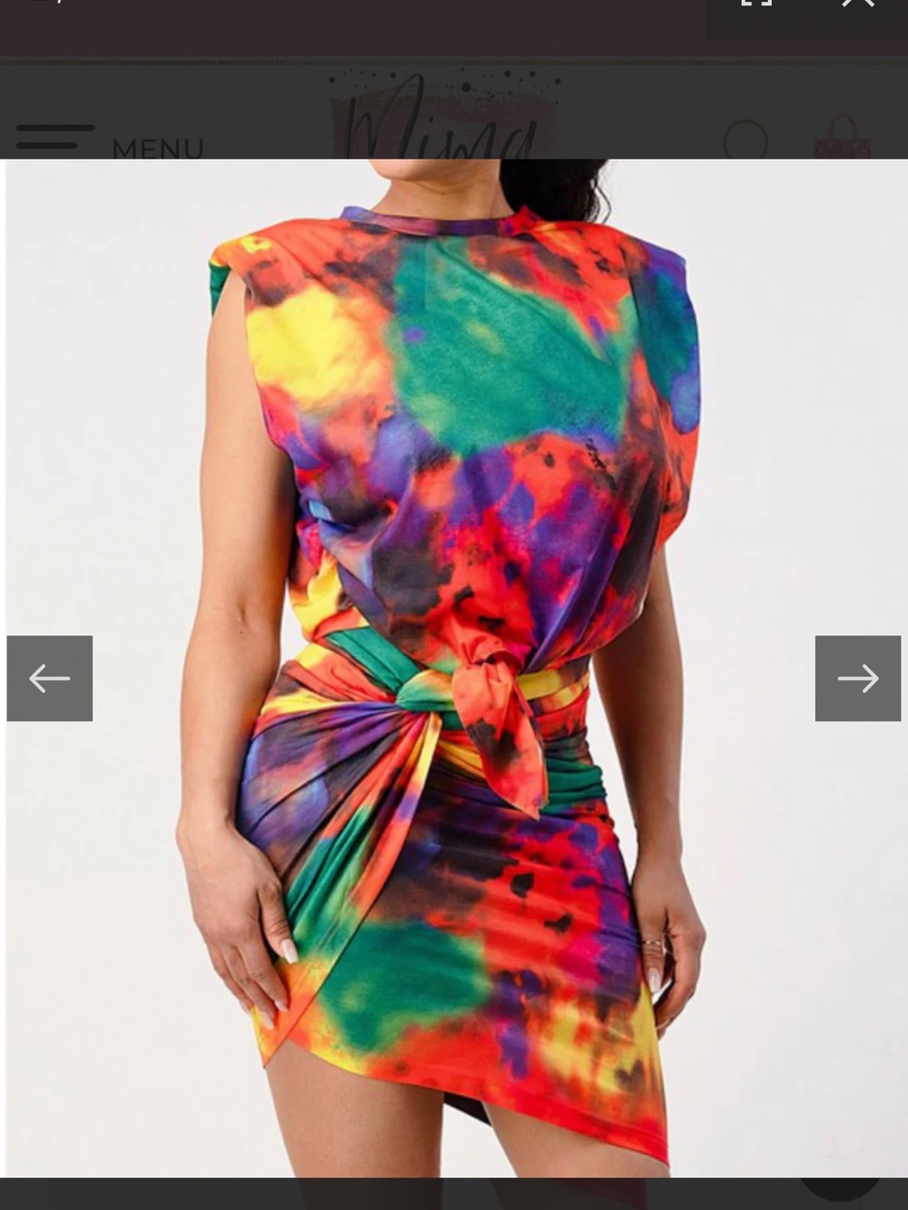 Tie-Drape Multicolor Tie-Dye Mini Dress
